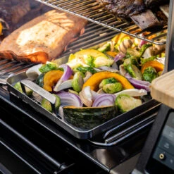 Traeger ModiFIRE Fish & Veggie Stainless Steel Grill Tray -BBQ Equipment Store BAC610 Fish and Veggie Tray Lifestyle 003 WEB 1000x1000 e8309f7 27330.1670584758